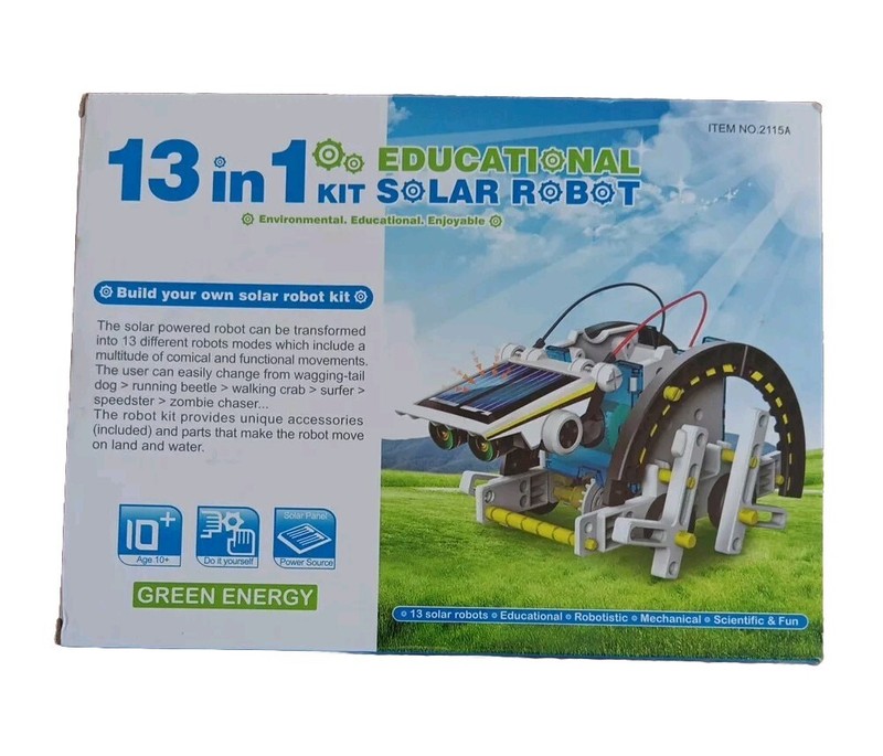 New~ 13 In 1 Educational Solar Powered Energy Robot Science Kit DIY + Booklet