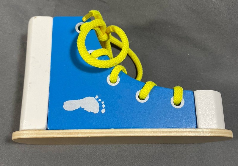 Montessori Wood Lacing Sneaker Preschool Shoe Tying Board for Toddler Kids