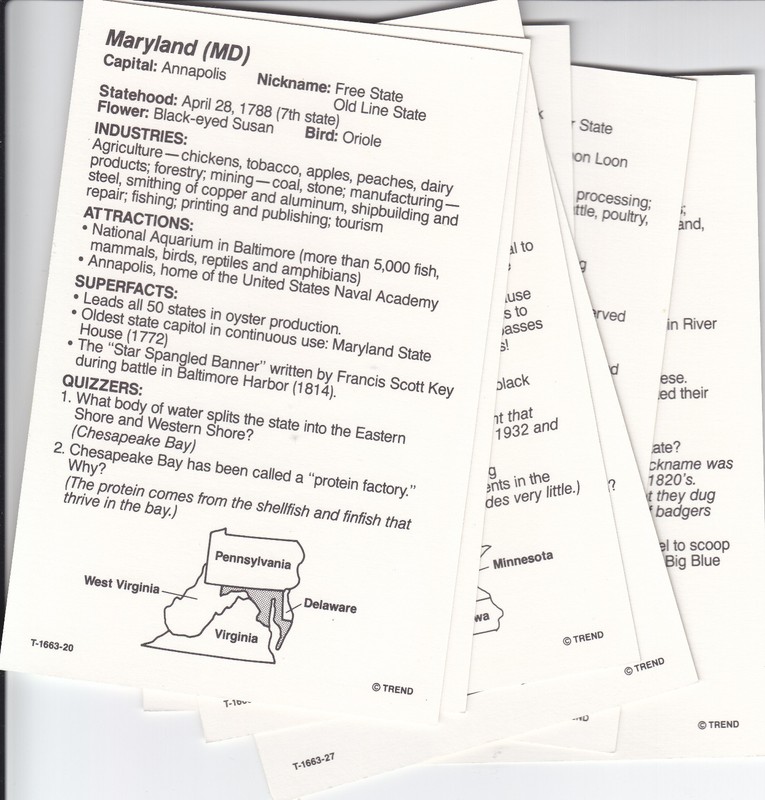 Trend States & Capitals Learning Flash Cards 50 States 1987 School Learn gallery
