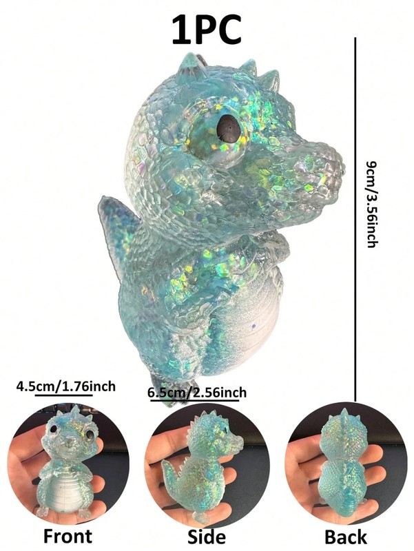 1pc Shiny Crystal Dinosaur Squishy Toy, Soft Slow Rebound, Colour Blue