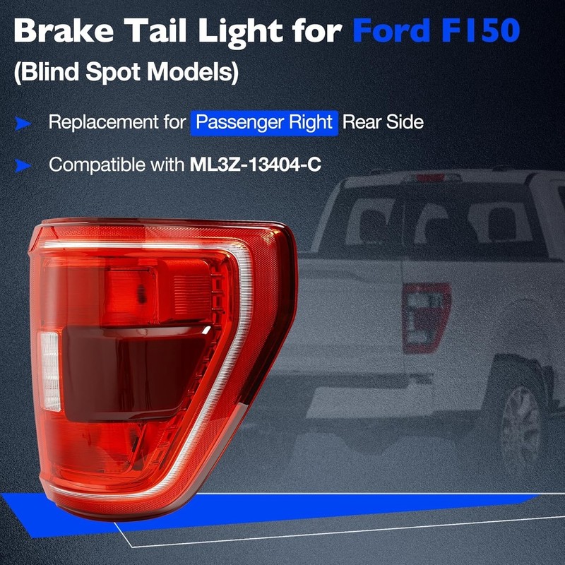 Tail Light with Blind Spot Compatible with 2021 2022 2023 Ford F150 XLT Rear ... gallery