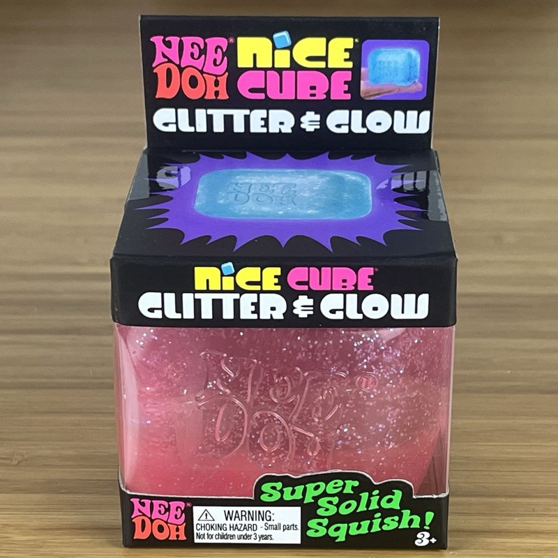 *FAST SHIP* Nee doh Needoh PINK GLITTER & GLOW NICE CUBE Super Solid Squish!