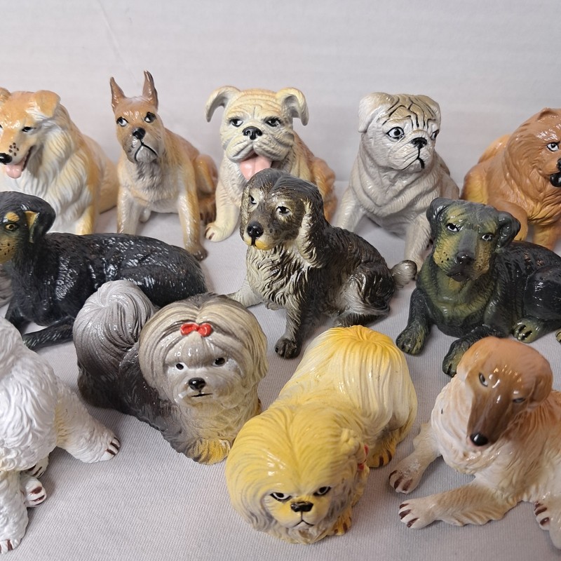 Lot Of 18 Vintage New Ray Dog Figures Mixed Canine Dog Breeds PVC Toys 1980s gallery
