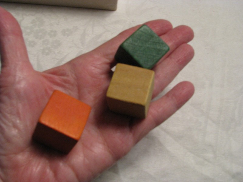 VTG Boxed Milton Bradley 100 Colorful Wooden Cubical Counting Blocks #8039 gallery