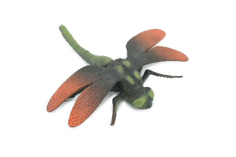 Dragonfly Toy Green and Red, Rubber Realistic Model Bug Gift 5 Inches AR24 B329