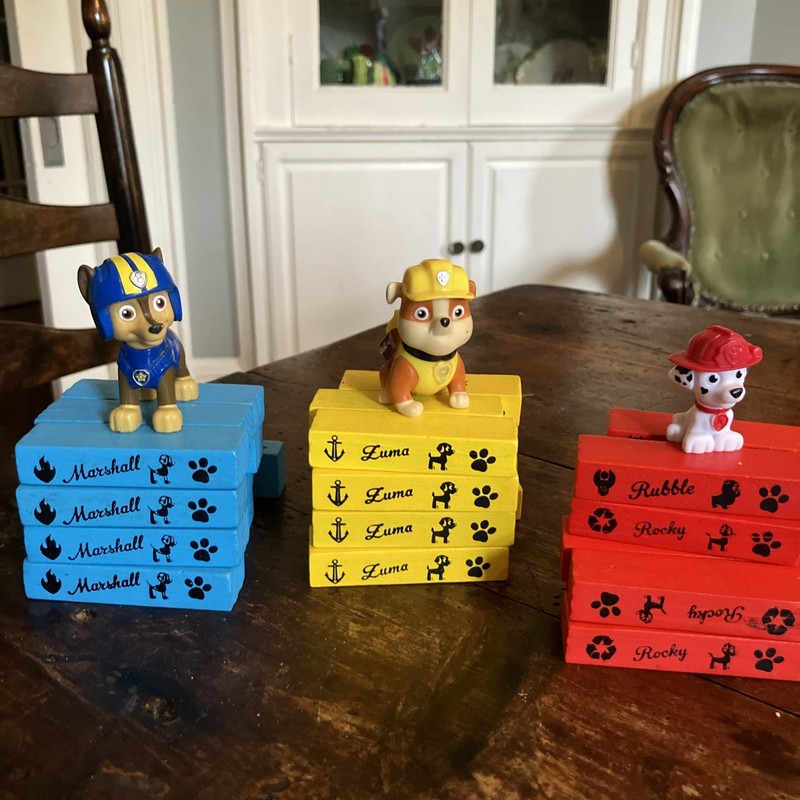 Paw Patrol Wooden Block Set w/ Figures – Marshall, Chase, Rubble, Rocky, Zuma