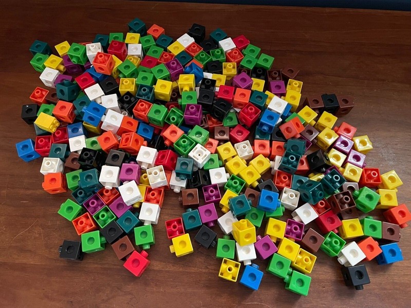 Lot of 307 Snap Linking Blocks Math Manipulative Toys