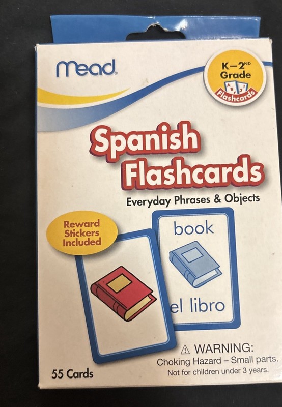 Spanish Flashcards Grades K-2 3.62 x 5.25 Inches 55 Cards Mead New Free Shipping