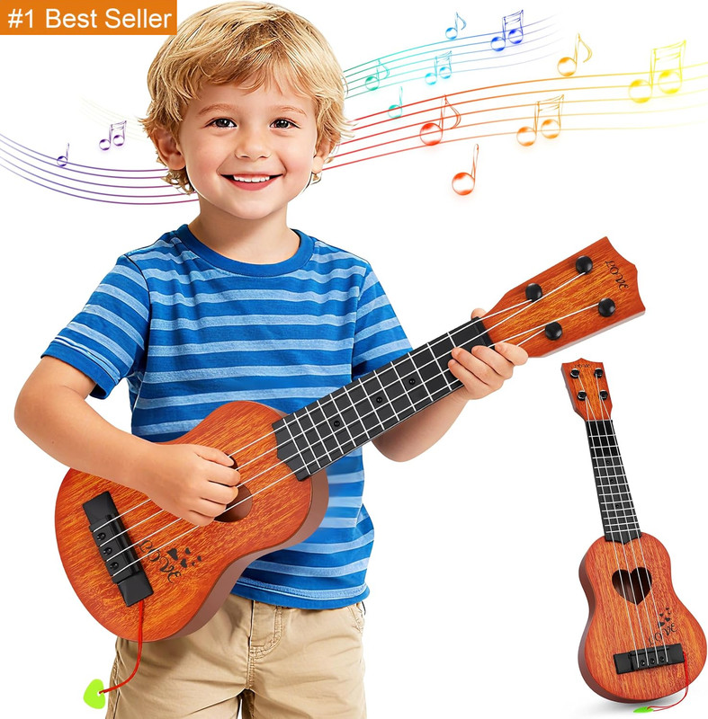 YEZI Classical Ukulele for Kids, Mini Toddler Guitar Toy with Pick, Educational
