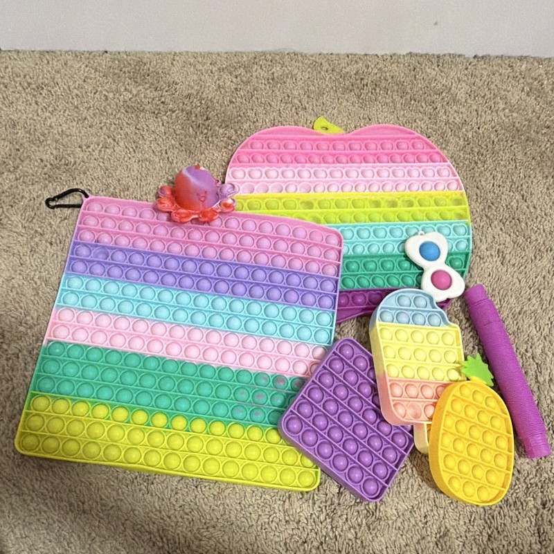Tactile Sensory Toy Lot Rainbow Pop It Apple Popsicle Pineapple Ages 3 and up
