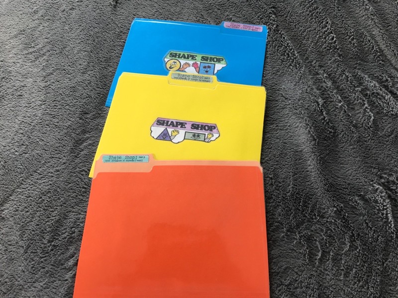 Shape Shop! Lot of 3 Shapes grade preK math arts file folder game teacher