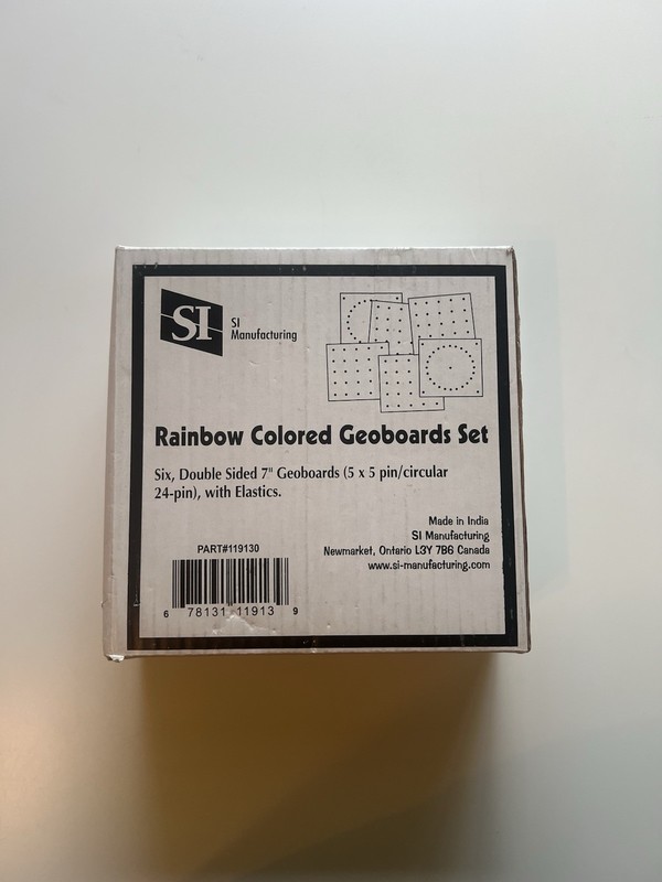 6 Rainbow Colored Geoboards Set Double Sided 7″ Geoboards-5x5pin/Circular 24-pin