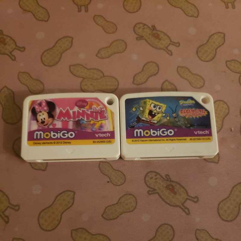 Vtech MobiGo Video Game Cartridge Lot Of 2 Video Games SpongeBob Minnie Mouse
