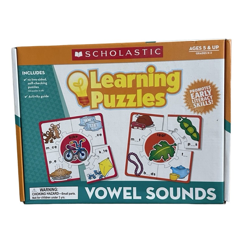 Scholastic Learning Puzzles Vowel Sounds Ages 5+ New Complete!