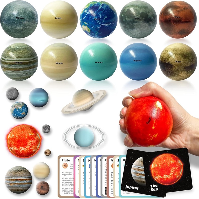 Space Balls Flashcards & Wall Stickers, Planet Toys For Kid 8-10, Outer Space To