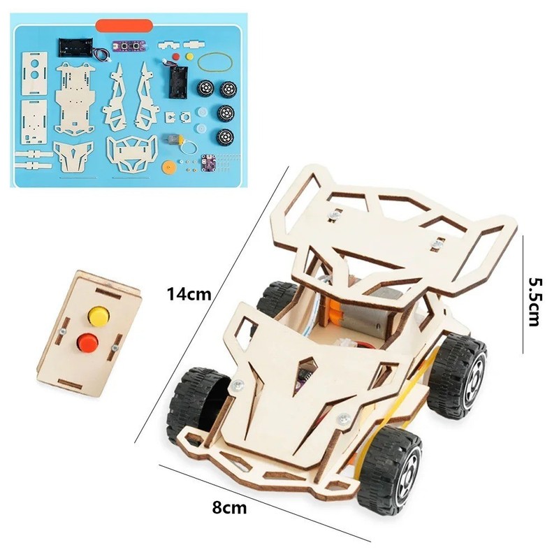 DIY Wooden RC Car STEM Science Kit 4WD Racing Educational Assembly Toy Kids USA gallery