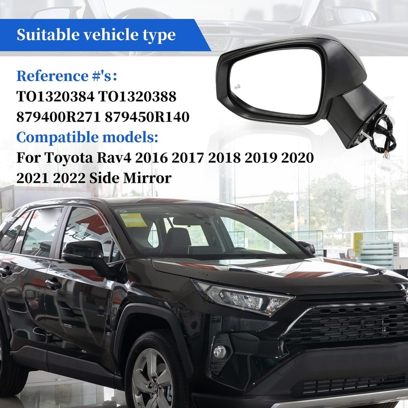 Black Left Driver Side Mirror Replacement For Toyota Rav4 2019-2023 Power Gla... gallery