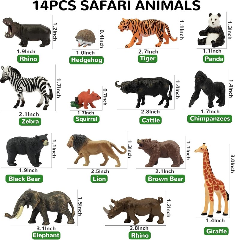14-Piece Tiny Jungle Animal Toy Set - Ideal for School Projects & Celebrations gallery