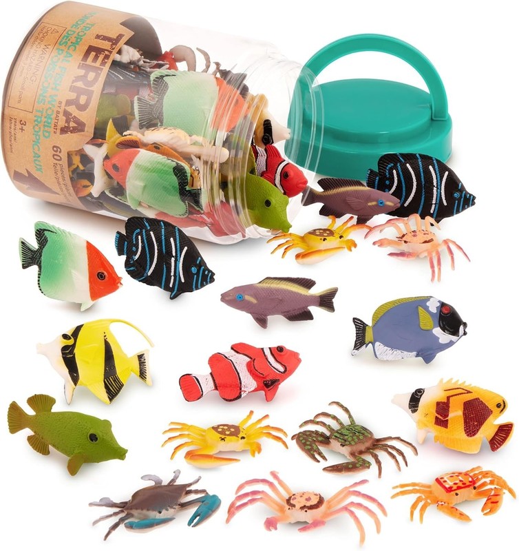 Sensory Tropical Fish & Crab Figurines Set - 60 Realistic Ocean Toys for Ages 3+ gallery
