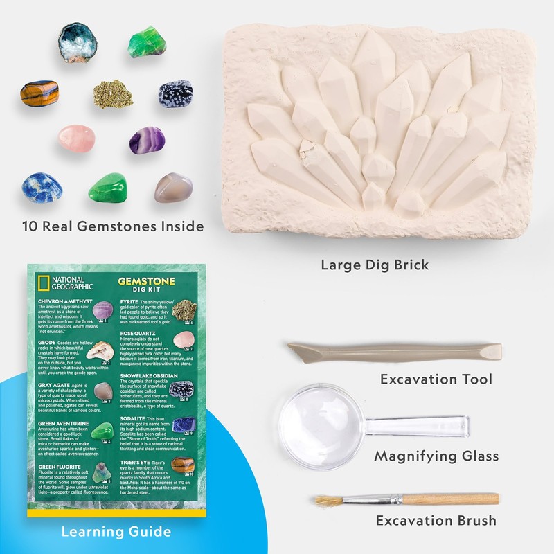 National Geographic Gemstone Dig Kit – Dig Up 10 Real Gemstones and Crystals,... gallery