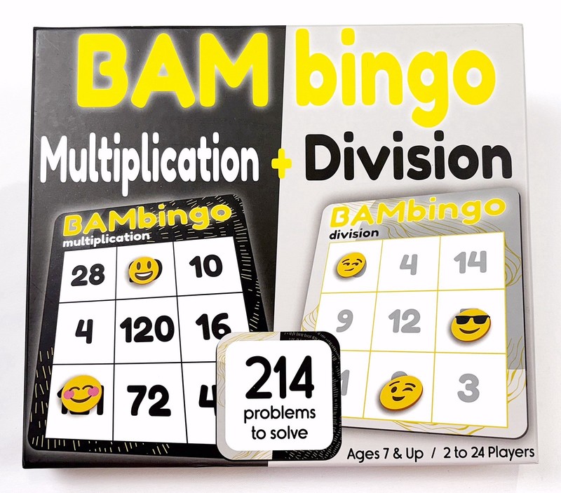 BAM Bingo Game Multiplication Division VGUC Bambino Tree Educational Homeschool