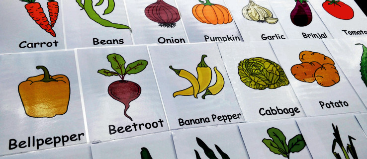 18 Printable Vegetables Flash Cards Set A5 Size for School or Home Educational