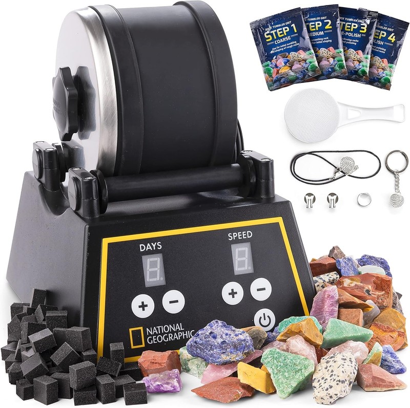 NATIONAL GEOGRAPHIC Professional Rock Tumbler Kit – Complete Rock Tumbler for…
