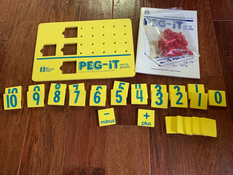 Math Facts Peg Board Beginning Addition & Subtraction, Counting,Ideal School Sup