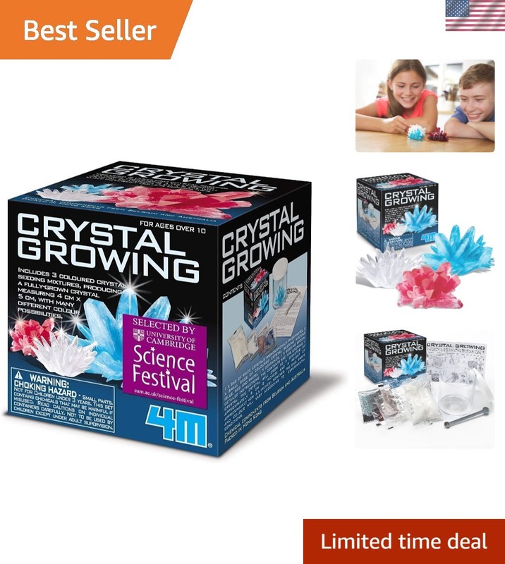 Educational Crystal Growing Science Kit – 3 Color Crystals for Young Scientists