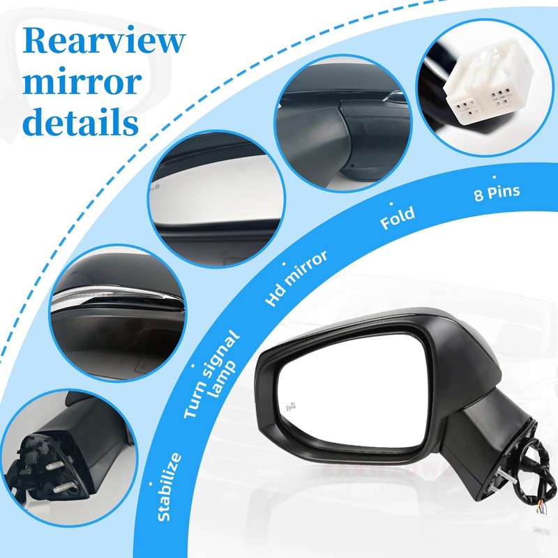 Black Left Driver Side Mirror Replacement For Toyota Rav4 2019-2023 Power Gla... gallery