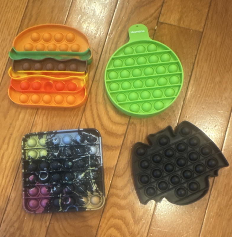 Humana Pop It Tactile Sensory Toy Lot of 4 Burger Round Square Galaxy Shapes