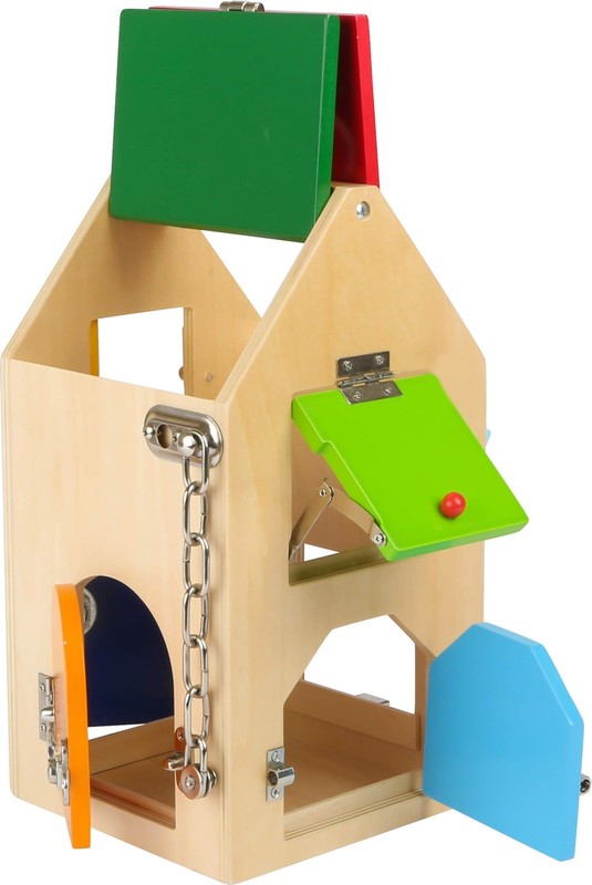 Small Foot 4432 House, made of wood, with locks, latches, levers, hinges, & safe
