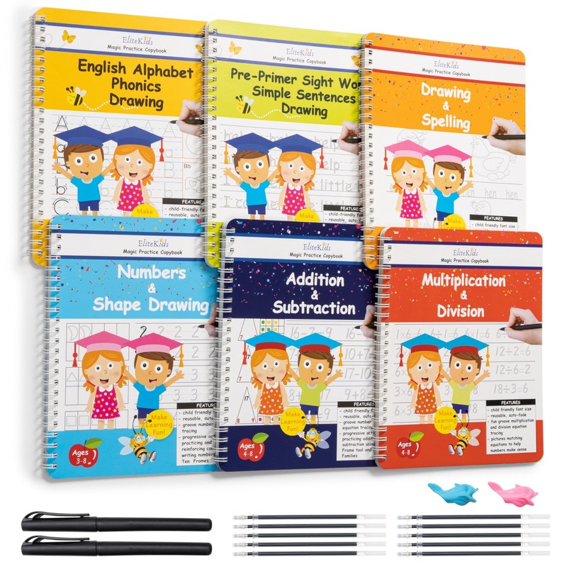 Magic Grooved Writing Practice Book, Kids Preschool Learning Tracing