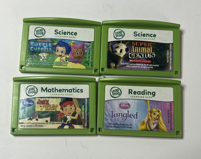 Lot of 4 LeapFrog Learning Games Reading Math Science Tangles Super Animal