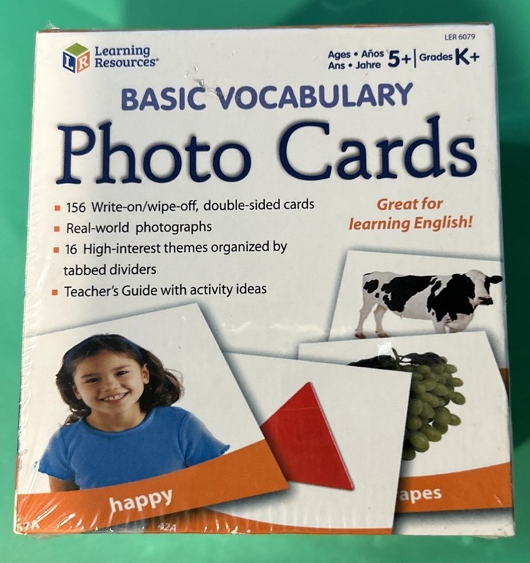 Learning Resources : Basic Vocabulary Photo Cards, Set of 156- Grades K+ (NEW)