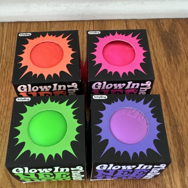 NeeDoh Glow In The Dark Neon SET OF 4 Pink, Green, Blue, and Purple