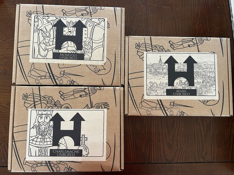 NEW SEALED LOT 3- History Unboxed: CHARLEMAGNE, MONGOLS, BENIN Homeschool Boxes