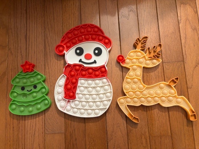 Lot of 3 Christmas Themed Pop It Fidget Toys – Snowman Rudolph Christmas Tree