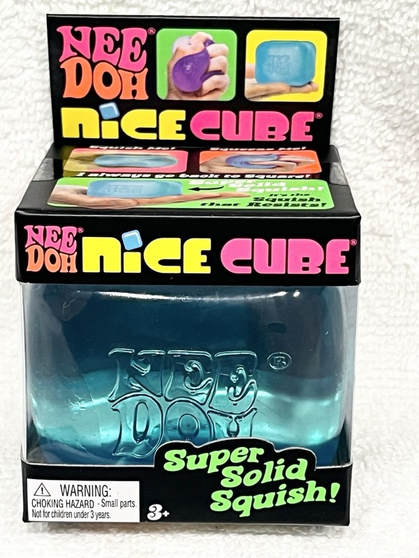 Nee Doh Nice Cube Super Solid Squish ! BLUE Squeeze Toy for Ages 3+ 4-7 Years