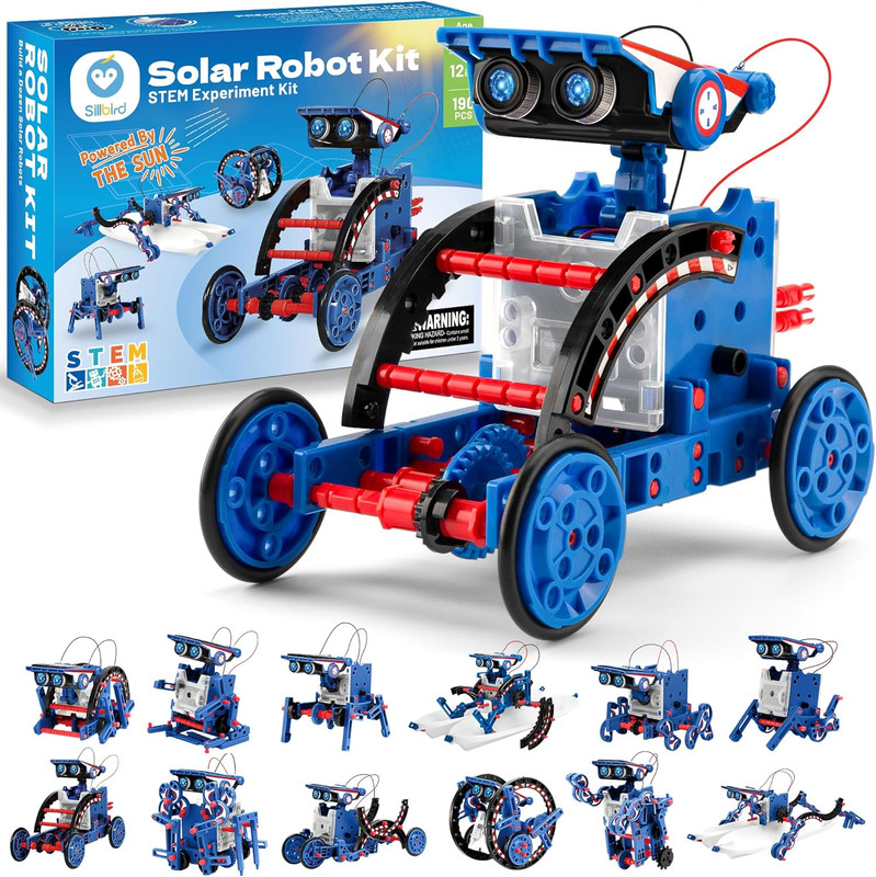 Solar Robot Building Kit STEM Gift for Boys Aged 8-12, 12-In-1 DIY Science Educa