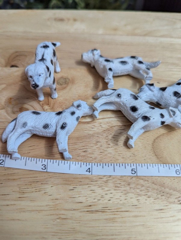 Dalmation dog lot 5 plastic pvc dog toys miniature marked made in china vtg gallery