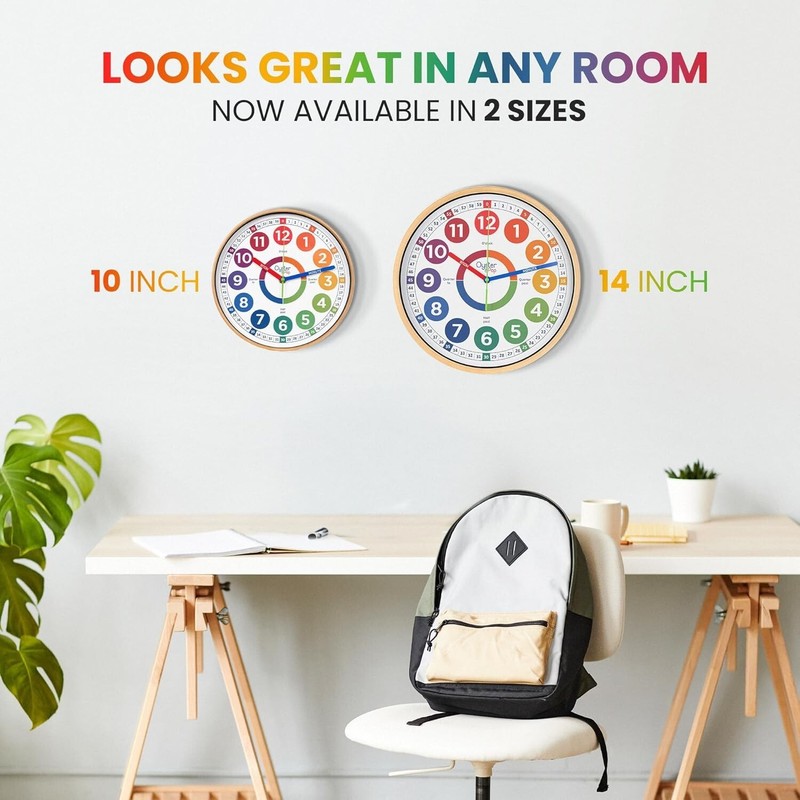 Extra Large 14-Inch Educational Clock - Kids Learn to Tell Time Easily gallery