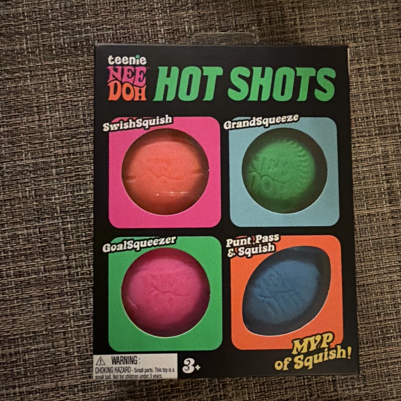 NeeDoh Teenie Hot Shots Mini 4-Pack⚾🏈New Squishy Stress Fidget Toy Sports Ball