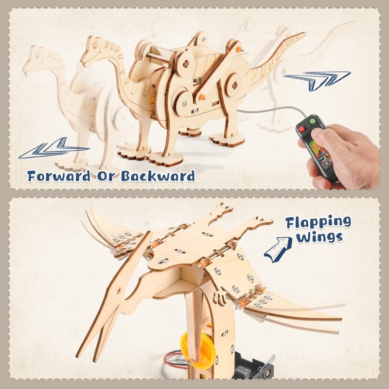 Dinosaur STEM Kits for Kids Ages 6-8-10-12, 4 in 1 Wood Building Toys for Boys A gallery