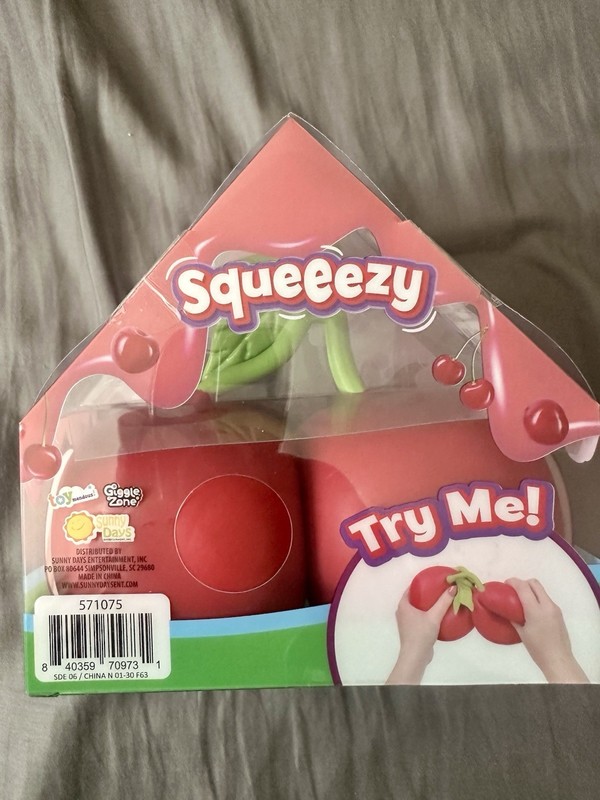 Squeeezy Squishy Sunny Days Toymendous Cherries JUMBO Squeeze Toy Rare Viral
