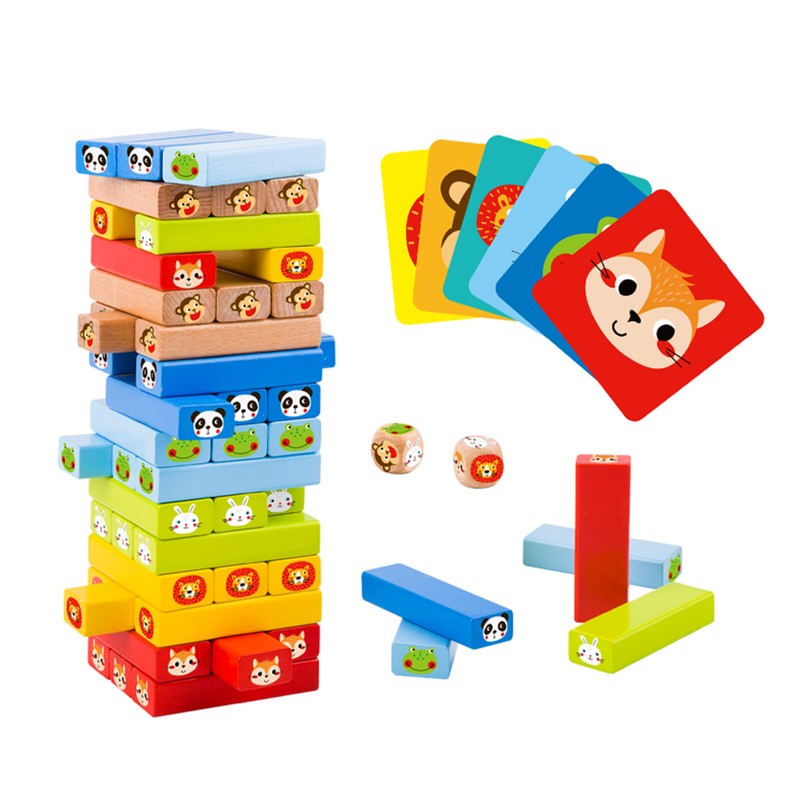 TOOKYLAND Wooden Tumble Tower Game - 82pcs - Stacking Blocks Play Set, Ages 3+ gallery