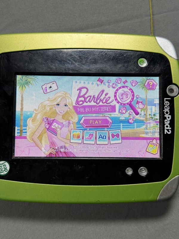 LeapFrog LeapPad2 Tablet Green W/ Hello Kitty Case 6 Games Tested Barbie Frozen gallery