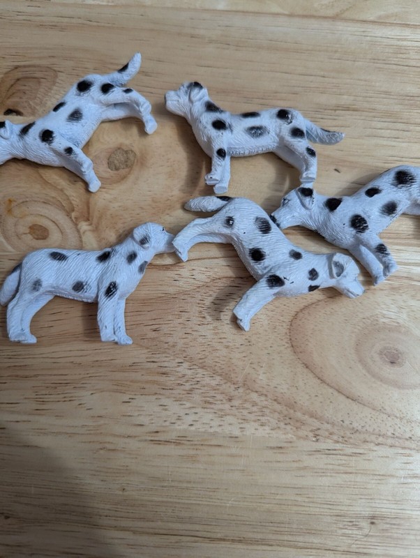 Dalmation dog lot 5 plastic pvc dog toys miniature marked made in china vtg gallery