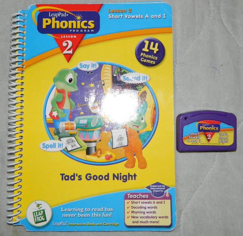 Leap Pad Book and Cartridge Leap Pad Phonics Tad’s Good Night Lesson 2 Age 4-7
