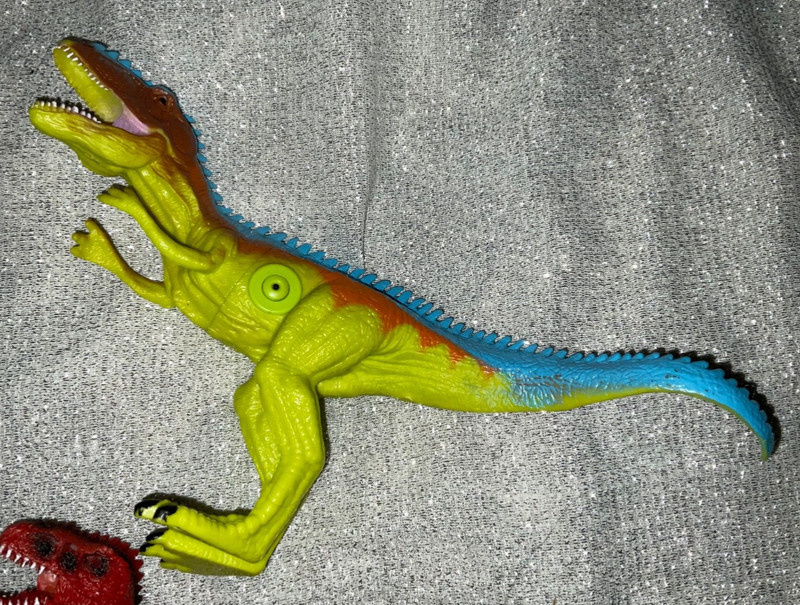 Yellow Blue Orange T-Rex Large Dinosaur ROARS 6.5" x 11" SOUNDS Toy Lot of 2 gallery